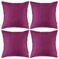 Thmyo 4-Pack 100% Cotton Comfortable Solid Decorative Throw Pillow Case, Square Cushion Cover Pillowcase Sublimation Blank Pillow Covers Diy Throw Pillowcase(20X20 Inch/ 50X50Cm,Dark Reddish Purple)
