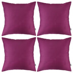 Thmyo 4-Pack 100% Cotton Comfortable Solid Decorative Throw Pillow Case, Square Cushion Cover Pillowcase Sublimation Blank Pillow Covers Diy Throw Pillowcase(20X20 Inch/ 50X50Cm,Dark Reddish Purple)