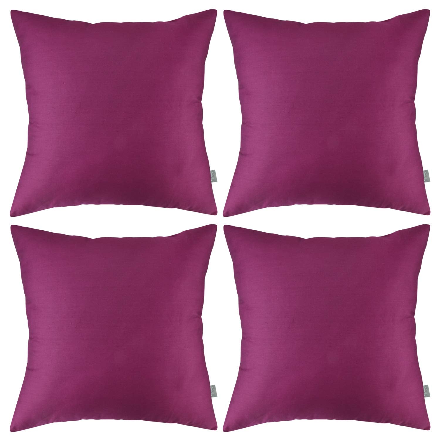Thmyo 4-Pack 100% Cotton Comfortable Solid Decorative Throw Pillow Case, Square Cushion Cover Pillowcase Sublimation Blank Pillow Covers Diy Throw Pillowcase(20X20 Inch/ 50X50Cm,Dark Reddish Purple)
