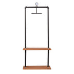 Furinno Wyatt Industrial Style Garment Rack with Wood Shelves, Antique Espresso