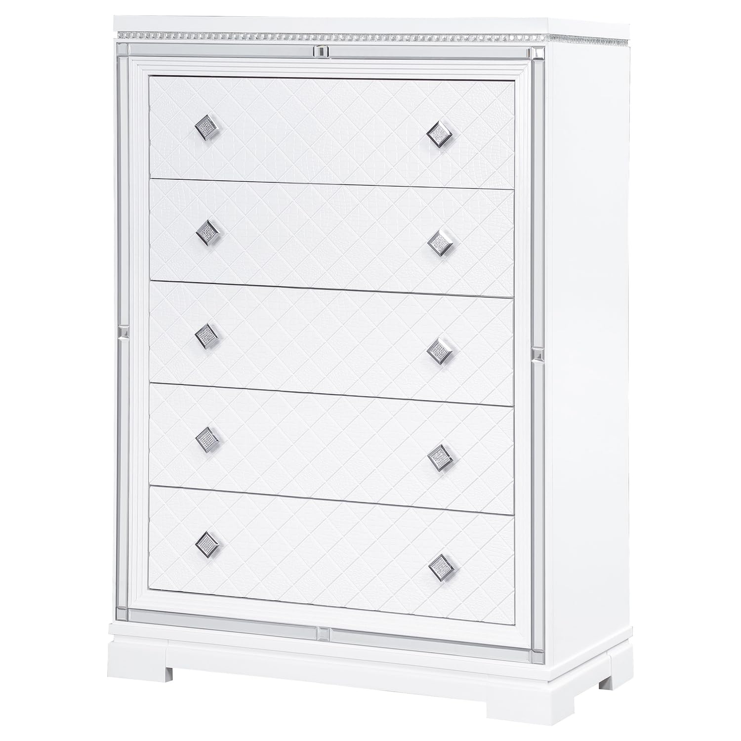 Coaster Eleanor Contemporary Wood Rectangular 5-Drawer Chest in White