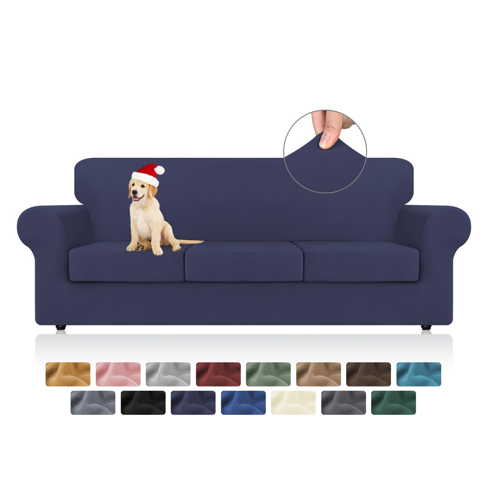 Kekuou 4 Pieces Stretch Couch Covers For 3 Cushion Couch Sofa Pet Friendly,2024 Newest Sofa Covers Washable Soft Elastic Dogs Fu