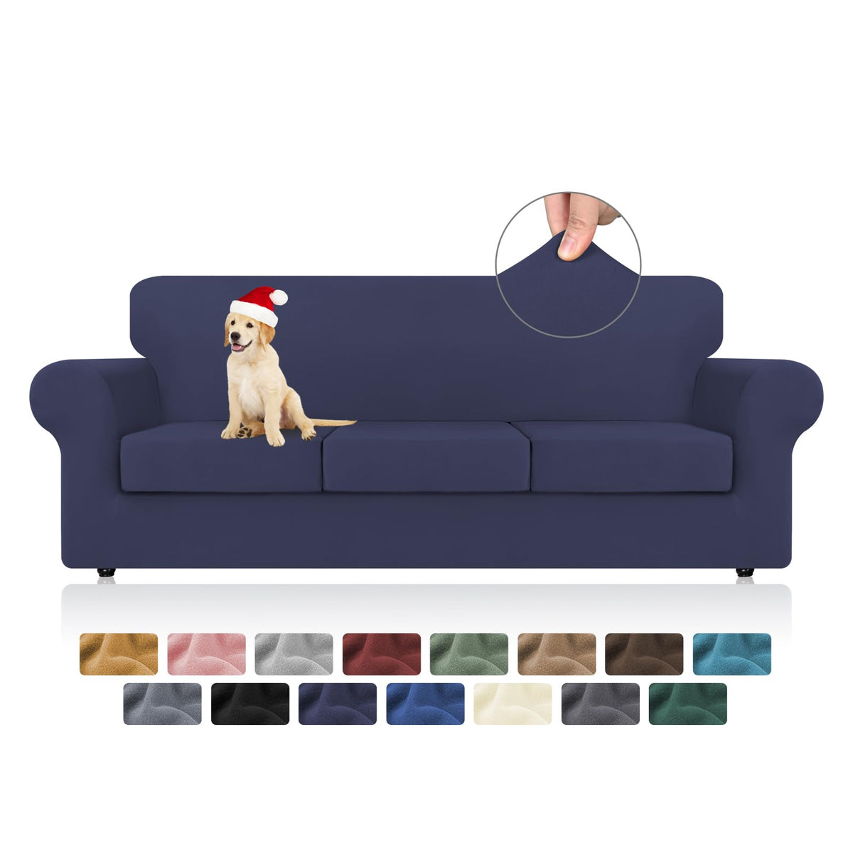Kekuou 4 Pieces Stretch Couch Covers For 3 Cushion Couch Sofa Pet Friendly,2024 Newest Sofa Covers Washable Soft Elastic Dogs Fu