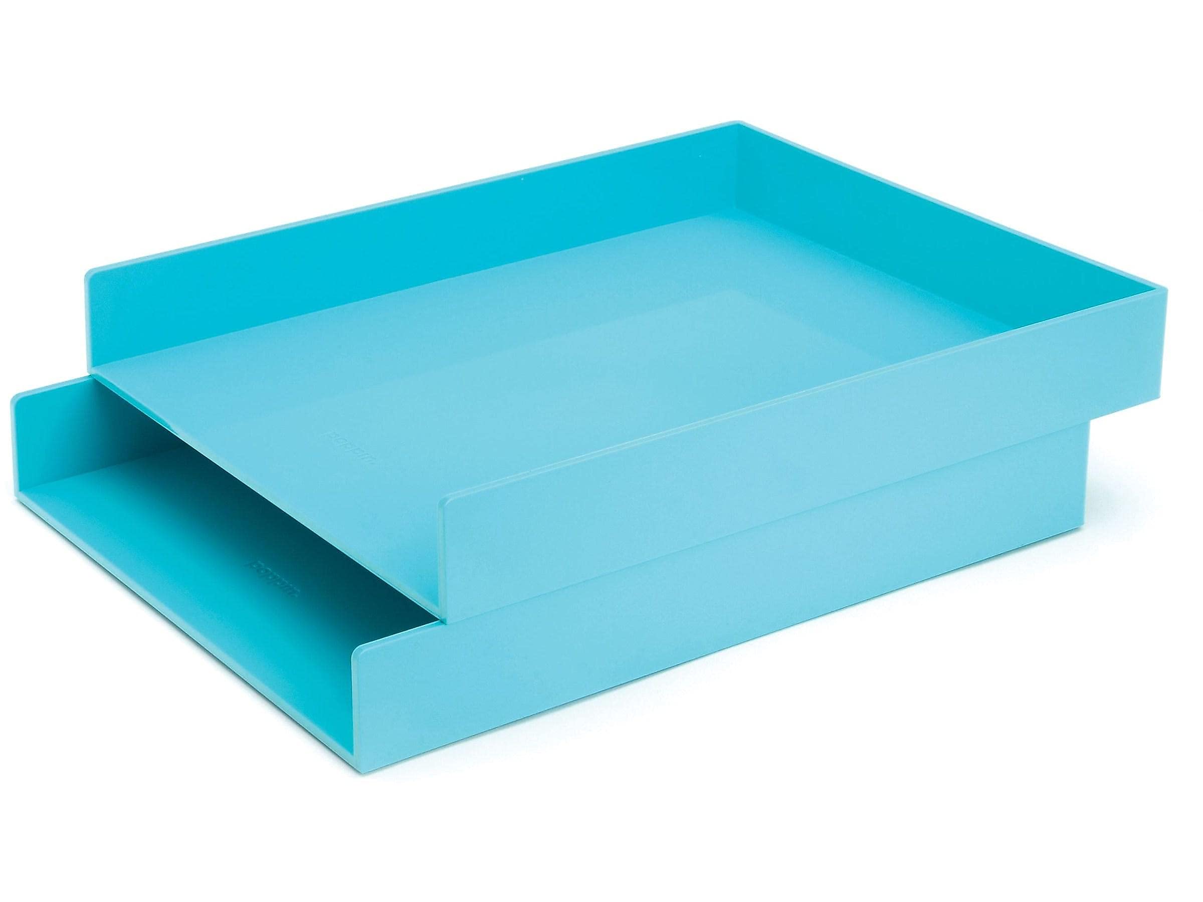 Poppin Stackable Letter Tray (2 Pack) - Modular Lacquer Desk Trays For Office Organization, Color-Coordinated Office Supplies Fo