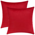 Mixhug Decorative Throw Pillow Covers, Velvet Cushion Covers, Solid Throw Pillow Cases For Couch And Bed, Red, 24 X 24 Inches, S