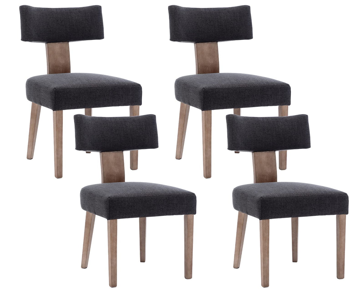 Shunzhi Farmhouse Dining Chairs - Set Of 4 Mid Century Modern Armless Side Chairs With Wood Frame/Curved Back For Dining & Livin