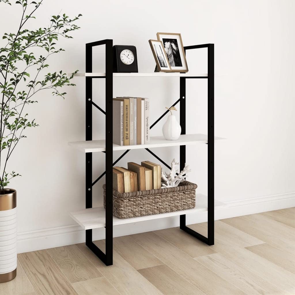 vidaXL 3-Tier Book Cabinet White 31.5&quot;x11.8&quot;x41.3&quot; Solid Pine Wood