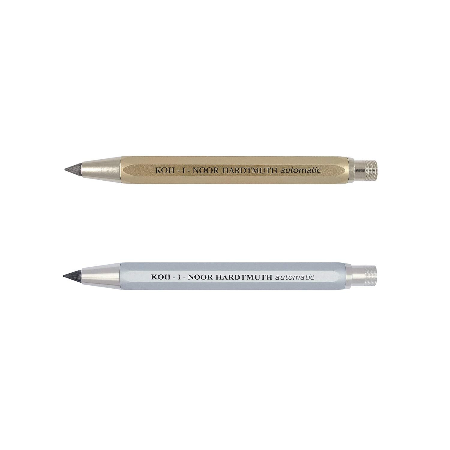 Koh-I-Noor 5640 - Metal Mechanical Pencil'Automatic' With Lead Sharpener, Mine Strength 5.6 Mm - Set Of 2, Gold And Silver