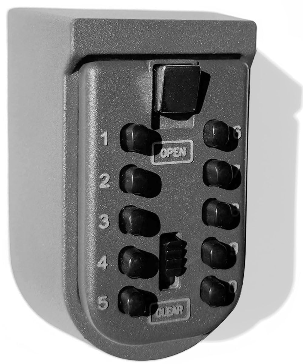 Key Lock Box For Outside Wall Mount, Waterproof Spare Key Storage Box, 10-Digits Combination Lockbox Push Button Key Keeper Box