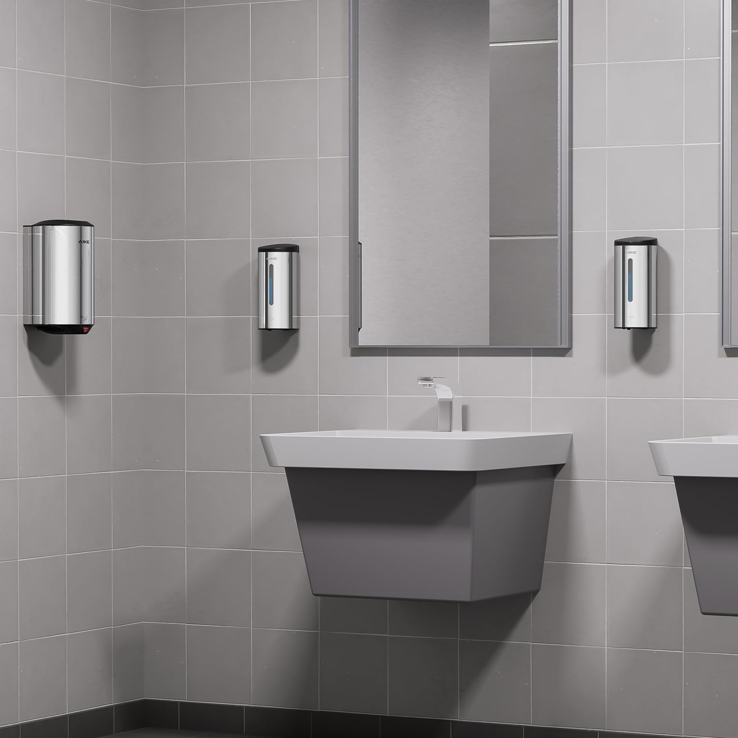 Aike Wall-Mount Automatic Liquid Soap Dispenser 27Oz Large Capacity Polished Stainless Steel Finish Model Ak1205