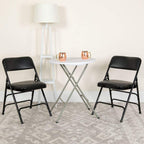Flash Furniture Hercules Series Metal Folding Chairs With Padded Seats | Set Of 2 Black Metal Folding Chairs
