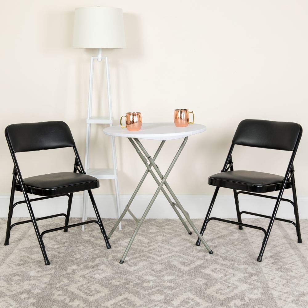 Flash Furniture Hercules Series Metal Folding Chairs With Padded Seats | Set Of 2 Black Metal Folding Chairs