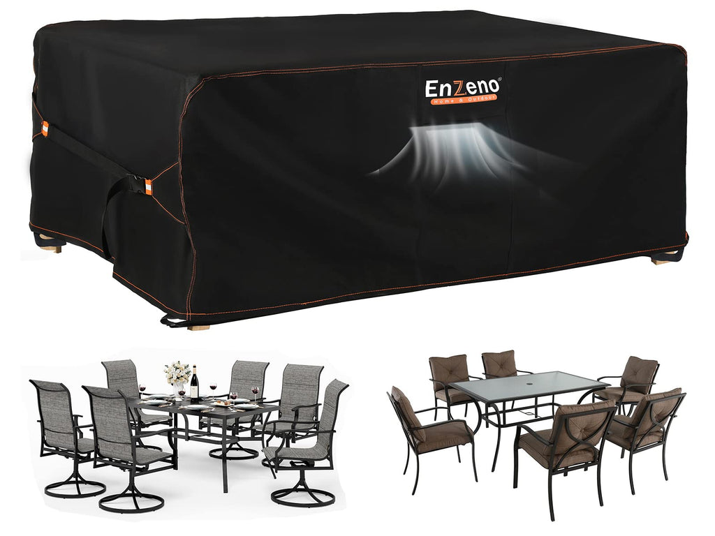 Enzeno Patio Furniture Set Cover Waterproof, Outdoor Dining Coffee Table Chair Covers Rectangular, Heavy Duty Outside Weatherproof Sectional Set Covers For Protection 60'L X 30'W X 28'H