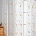 Floral Embroidery Beige Sheer Curtains 84 Inches Long, Rod Pocket Sheer Drapes For Living Room, Bedroom, 2 Panels, 52''X 84'', S