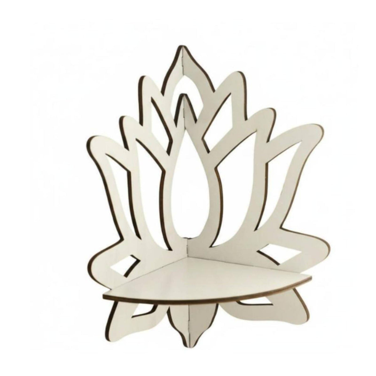 Enakshi HollowOut Design Lotus Flower Corner Shelf Space Saving Butterfly Corner Shelf Easy Installation Wooden Cutout Display