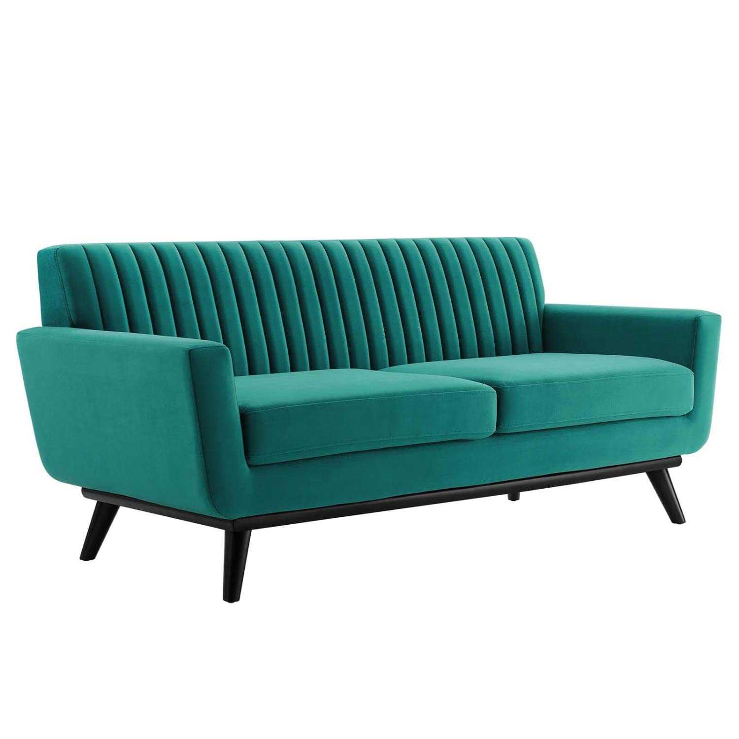 Modway Engage Channel Tufted Performance Velvet Loveseat in Teal