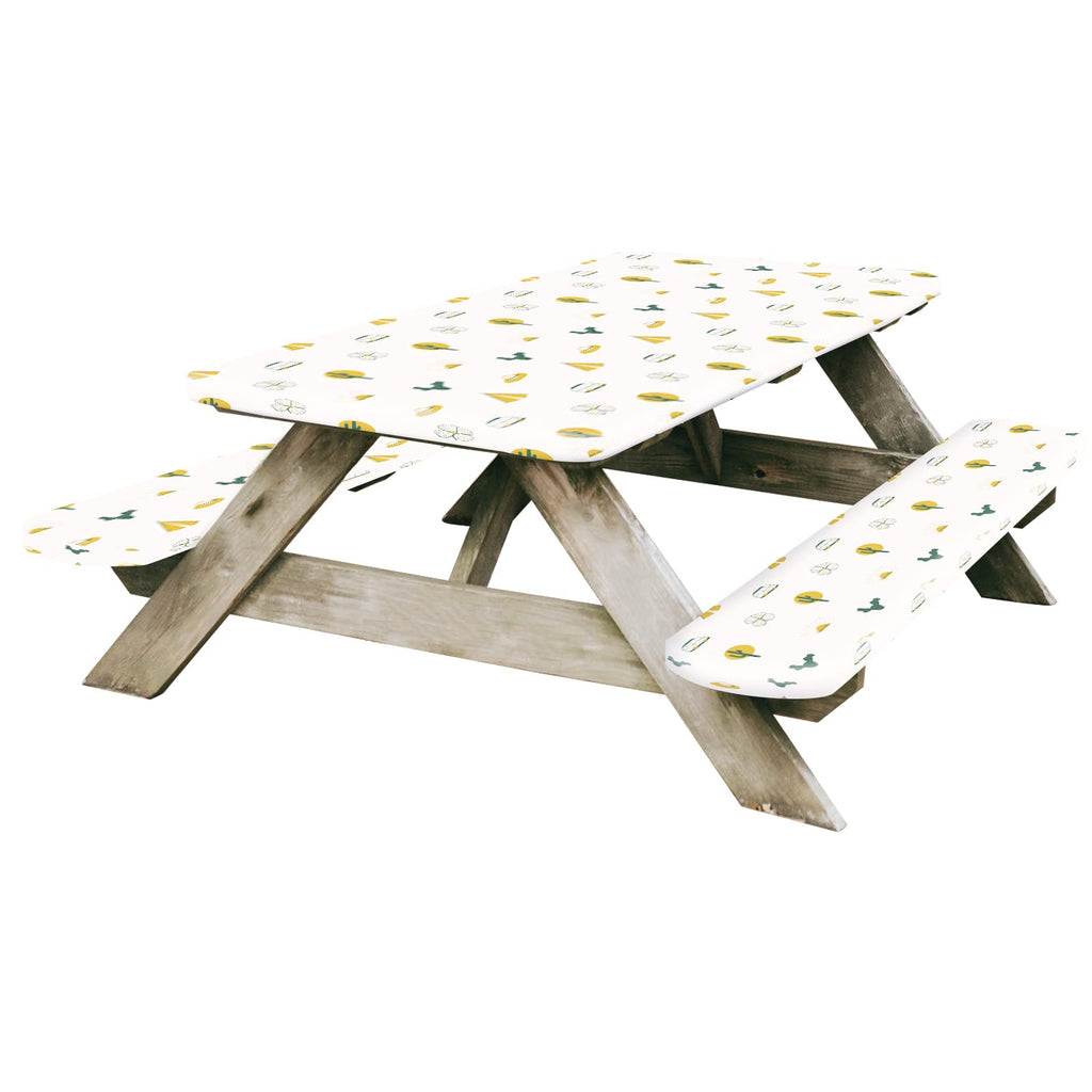 Picnic Table Cover And Bench Covers, Fitted Tablecloth Cover With Elastic Edge, Water And Oil Proof, For Outdoor, Garden, Campin