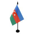 Azerbaijan Table Flag 4' X 6' - Azerbaijani Desk Flag 15 X 10 Cm - Black Plastic Stick And Base - Az Flag