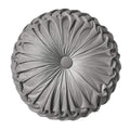 Teieas Round Throw Pillow Velvet Home Decoration Pleated Round Pillow Cushion For Couch Chair Bed Car Grey