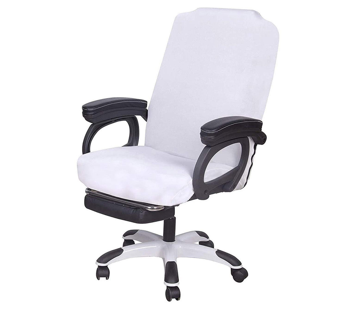 Saraflora Office Chair Cover- Large, White- Removable Computer Chair Cover For Office Chair With Zipper For Universal Rotating C