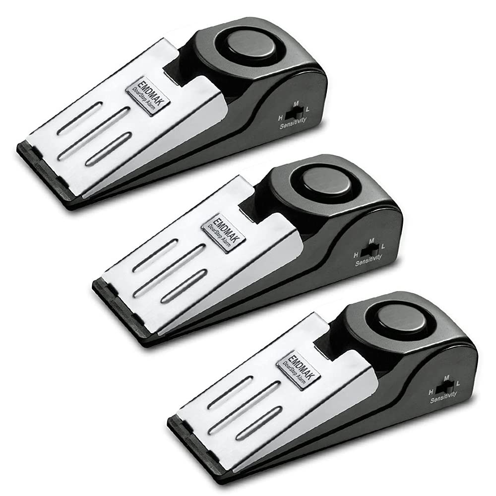 Emdmak Door Stop Alarm With 120Db Siren Door Stop For Home & Travel (Black) (Pack Of 3)