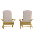 Set of 2 Adirondack Chairs in Yellow with Cream Cushions, Porch, and Patio