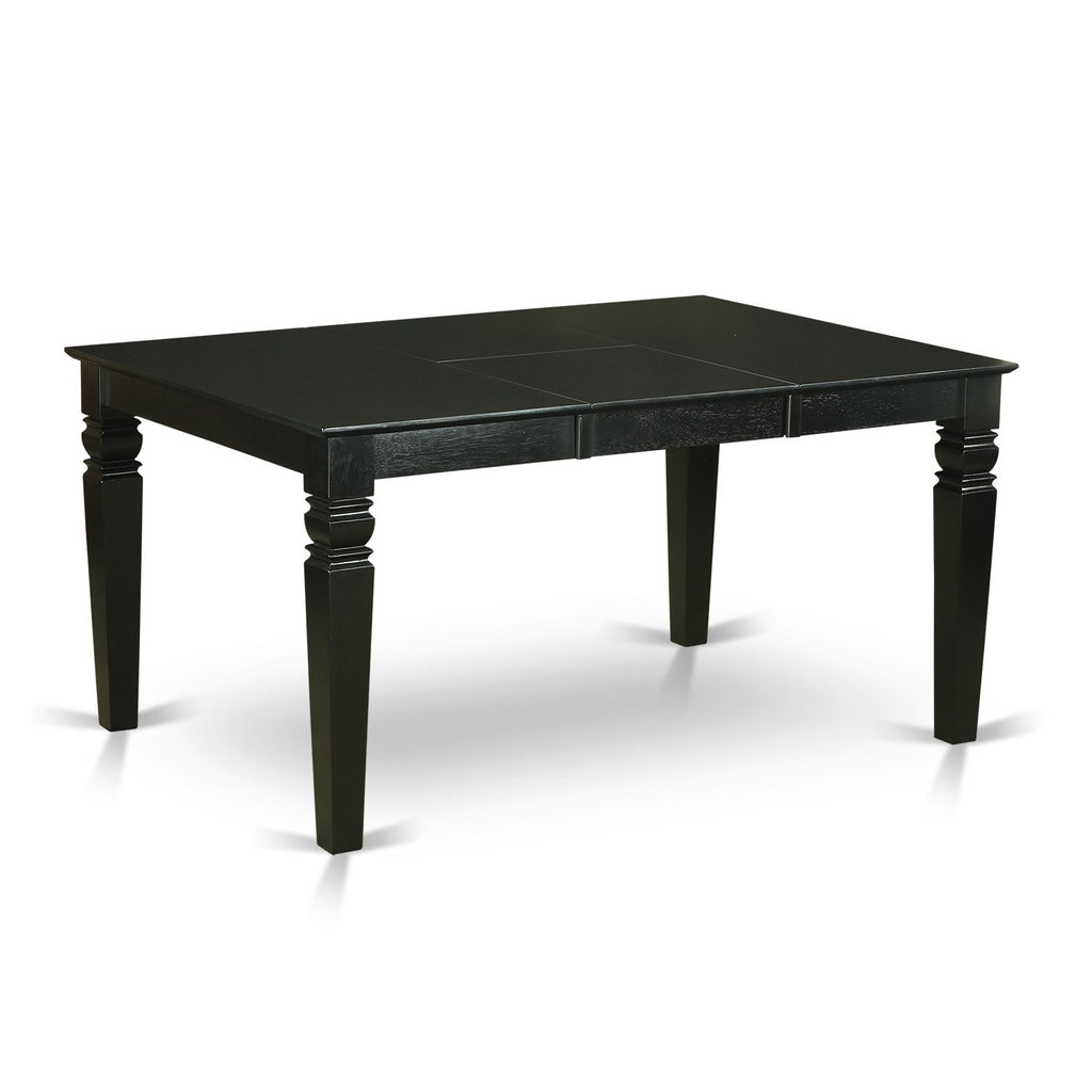 East West Furniture Wedr7-Blk-24 7 Piece Dining Set Consist Of A Rectangle Dining Room Table With Butterfly Leaf And 6 Black Color Linen Fabric Upholstered Chairs, 42X60 Inch, Black