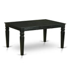 East West Furniture Wedr7-Blk-24 7 Piece Dining Set Consist Of A Rectangle Dining Room Table With Butterfly Leaf And 6 Black Color Linen Fabric Upholstered Chairs, 42X60 Inch, Black