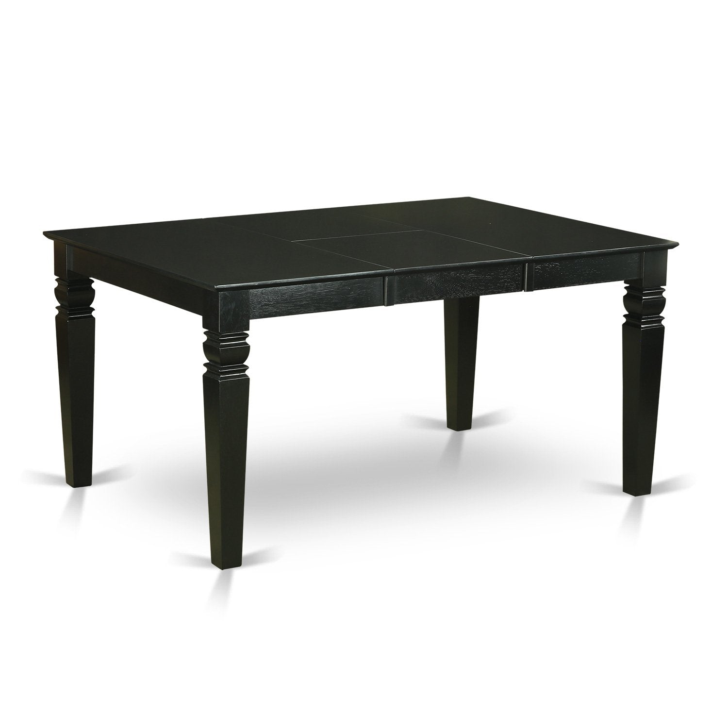 East West Furniture Wedr7-Blk-24 7 Piece Dining Set Consist Of A Rectangle Dining Room Table With Butterfly Leaf And 6 Black Color Linen Fabric Upholstered Chairs, 42X60 Inch, Black