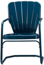 Crosley Furniture Ridgeland 2-Piece Outdoor Chair Set, Retro Metal Patio Chairs For Dining, Porch, Deck, Navy