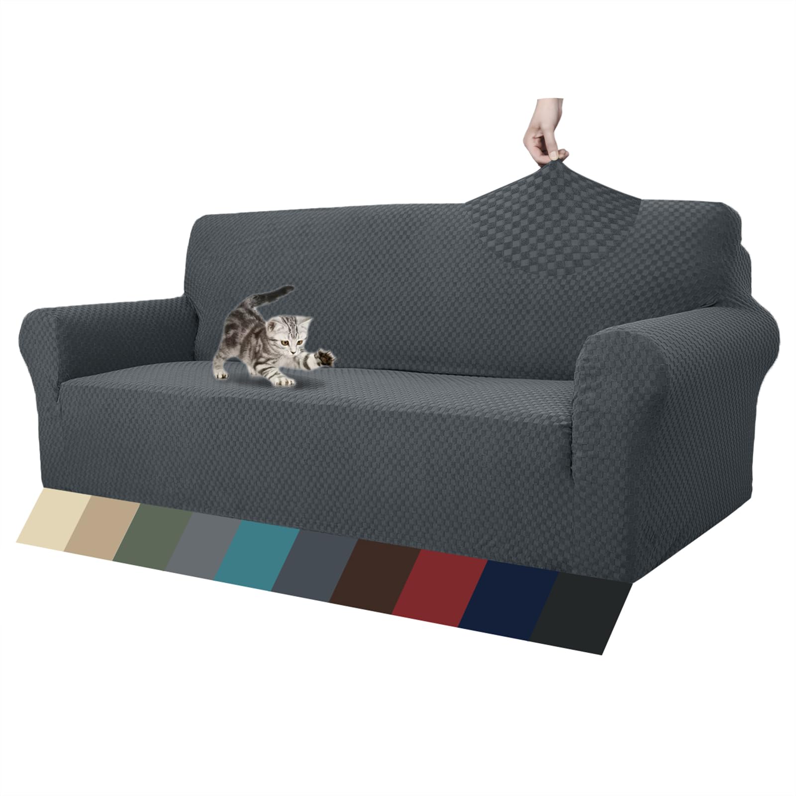 Znsayotx 1 Piece Jacquard Couch Covers For 3 Cushion Couch High Stretch Sofa Cover For Pets Dogs Anti Slip Extra Large Sofa Slip