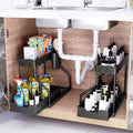SIMESTICH LShaped Under Sink Organizer for Kitchen & Bathroom Cabinet | 2Tier Adjustable Storage Rack for Utensils, Cleaning S