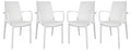 LeisureMod Kent Modern Indoor Outdoor Patio Stackable Dining Arm Chair Set of 4 (White)