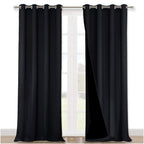 Nicetown Extra Long Truly Blackout Drapes For Hall And Villa, 100% Blackout Window Curtain Panels With Black Lined For Night Shi