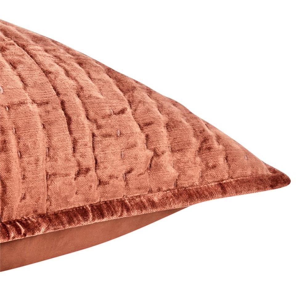 Kosas Home Dimitry 20x36 Velvet and Solid Cotton King Sham in Terracotta Orange