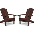 Adirondack Chairs Set Of 2 Plastic Weather Resistant, Outdoor Chairs 5 Steps Easy Installation, Like Real Wood, Widely Used In Outdoor, Patio, Lawn, Fire Pit, Deck, Outside, Garden Chairs (Coffee)