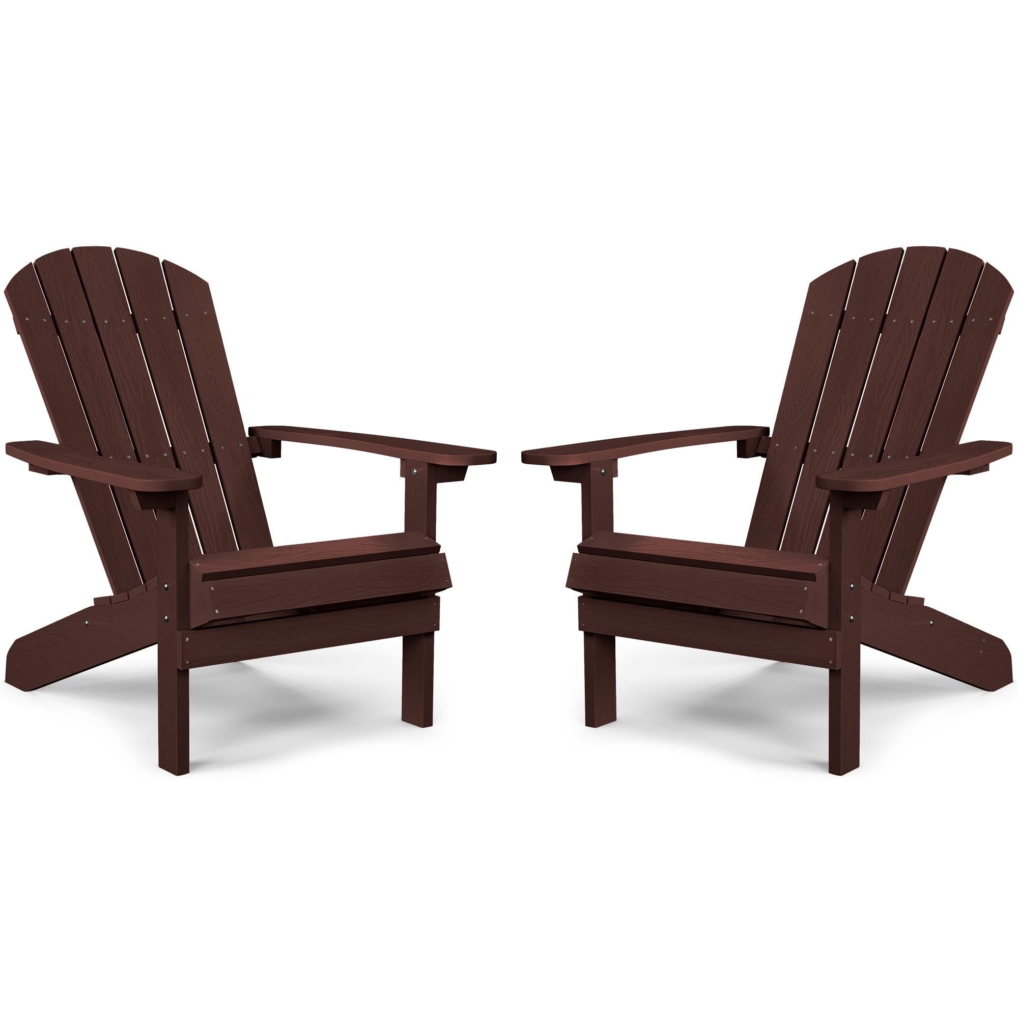 Adirondack Chairs Set Of 2 Plastic Weather Resistant, Outdoor Chairs 5 Steps Easy Installation, Like Real Wood, Widely Used In Outdoor, Patio, Lawn, Fire Pit, Deck, Outside, Garden Chairs (Coffee)