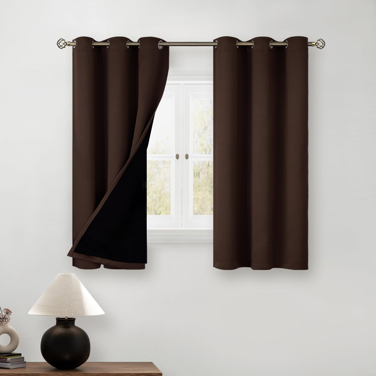 Bgment Short 100% Blackout Curtains For Bedroom, Thermal Insulated Energy Efficiency Noise Reducing Grommet Curtains 45 Inch Len
