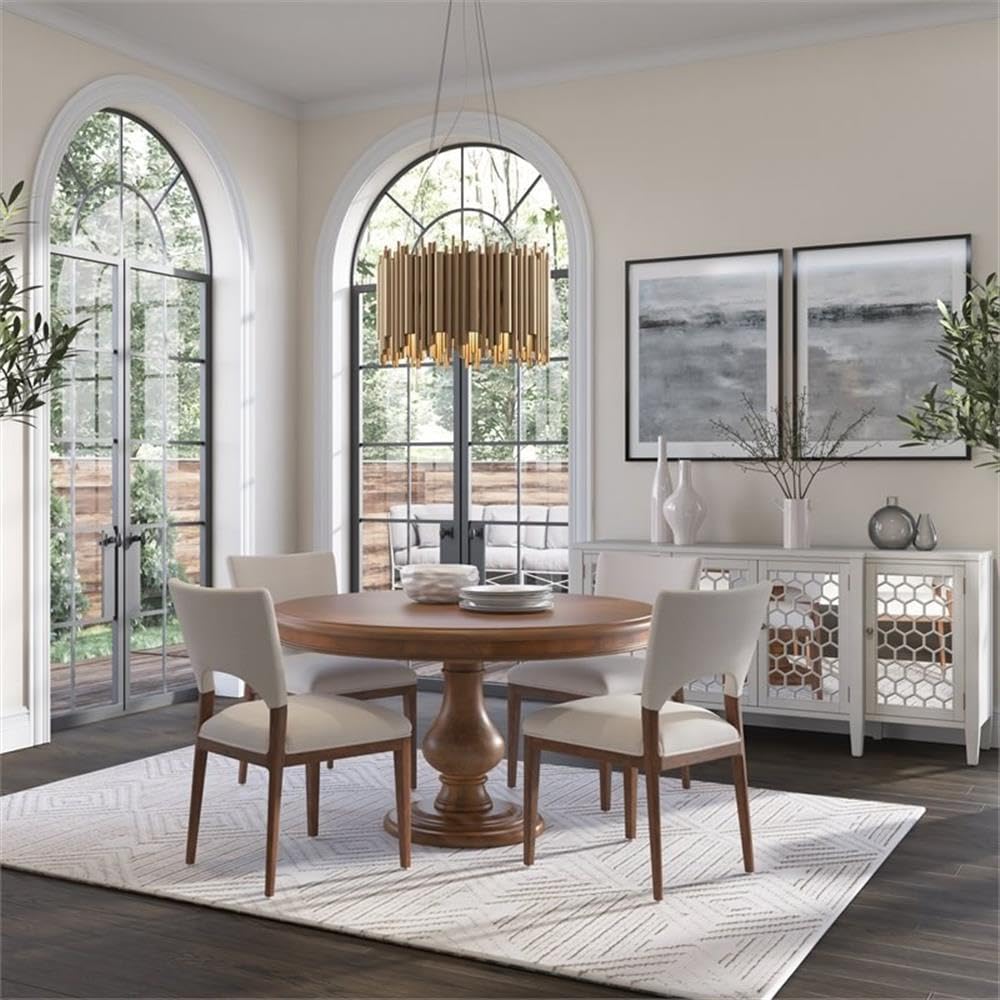 Kosas Home Adrienne 54&Quot; Round Solid Pine Wood Dining Table In Almond Brown