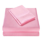 Homiest 3Pcs Satin Sheets Set Luxury Silky Satin Bedding Set With Deep Pocket, 1 Fitted Sheet + 1 Flat Sheet + 1 Pillowcase (Twin Xl Size, Pink)