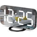 Digital Alarm Clocks,7 LED Mirror Electronic Clock,with 2 USB Charging Ports,Snooze Mode,Auto Adjust Brightness,Modern Desk Wall