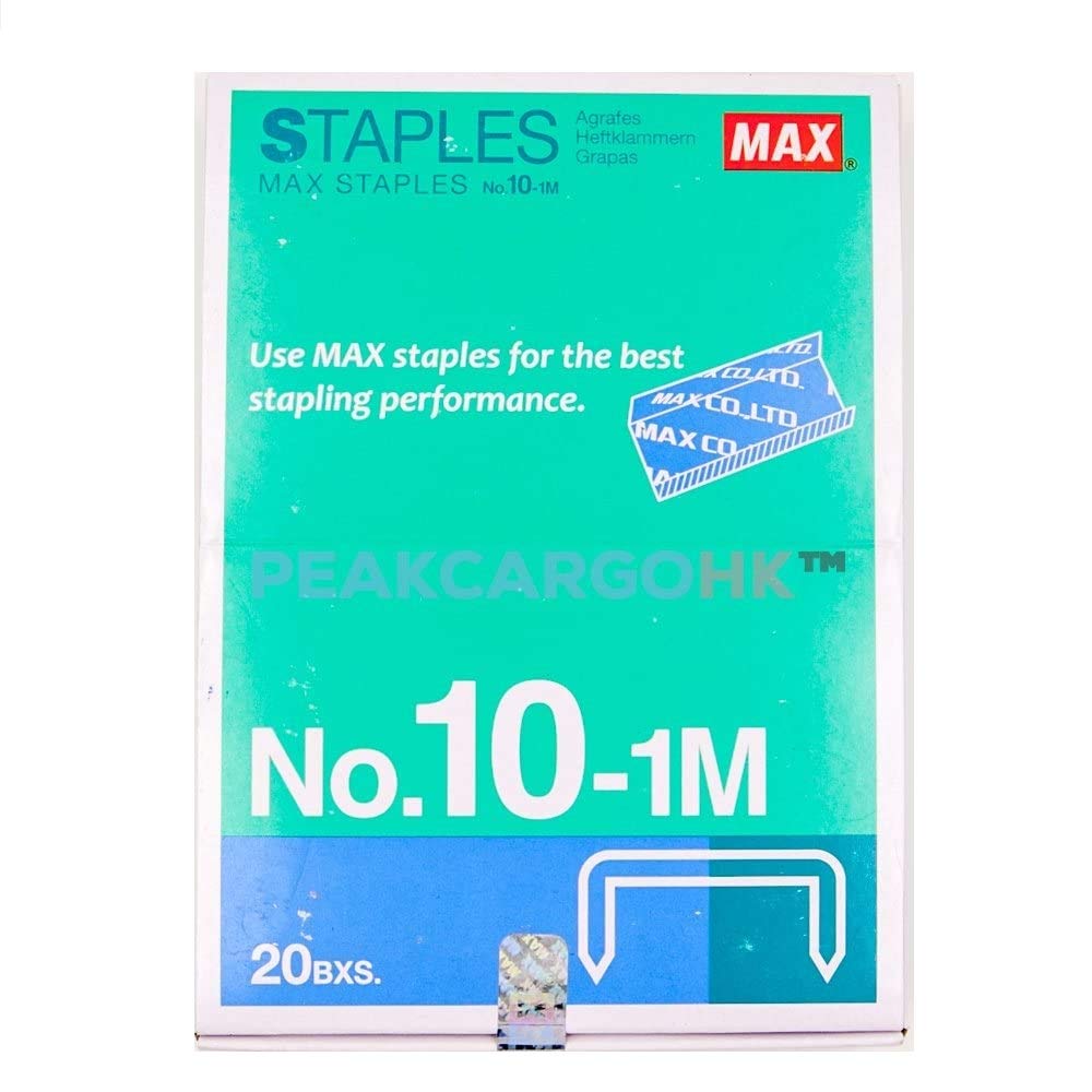 20 Boxes (20,000-Staples) Authentic Max Staples No.10-1M For Office Stapler