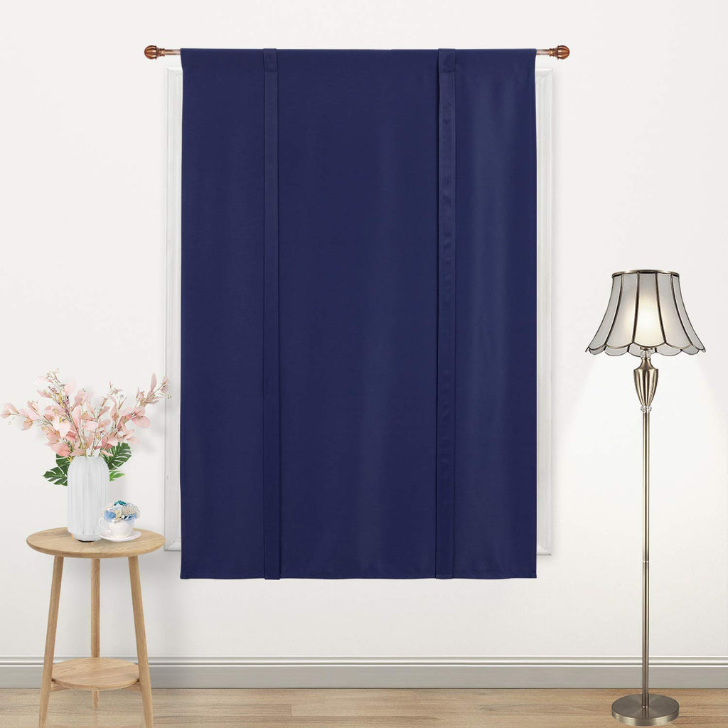 Dwcn Blackout Curtains-Tie Up Shade For Window Thermal Insulated Room Darkening Rod Pocket Curtains For Kitchen, Navy Blue, W42
