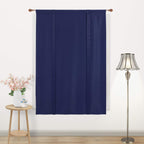 Dwcn Blackout Curtains-Tie Up Shade For Window Thermal Insulated Room Darkening Rod Pocket Curtains For Kitchen, Navy Blue, W42