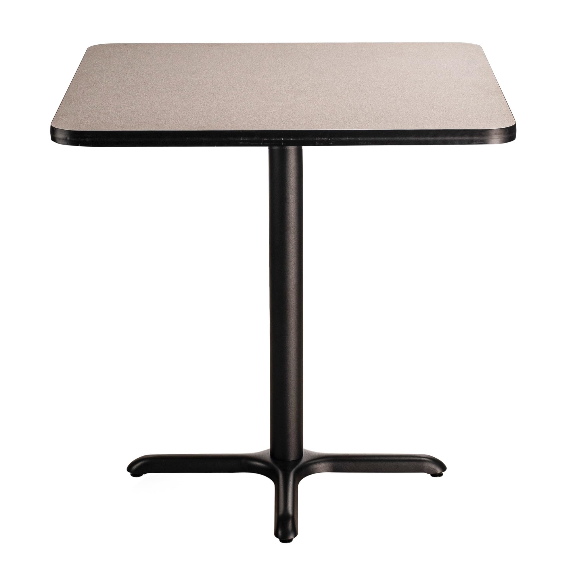 National Public Seating NPS 36&quot; Square Cafe Table with X Base, 36&quot; Height, Particleboard Core/T-Mold, Grey Nebula Top, Black Frame