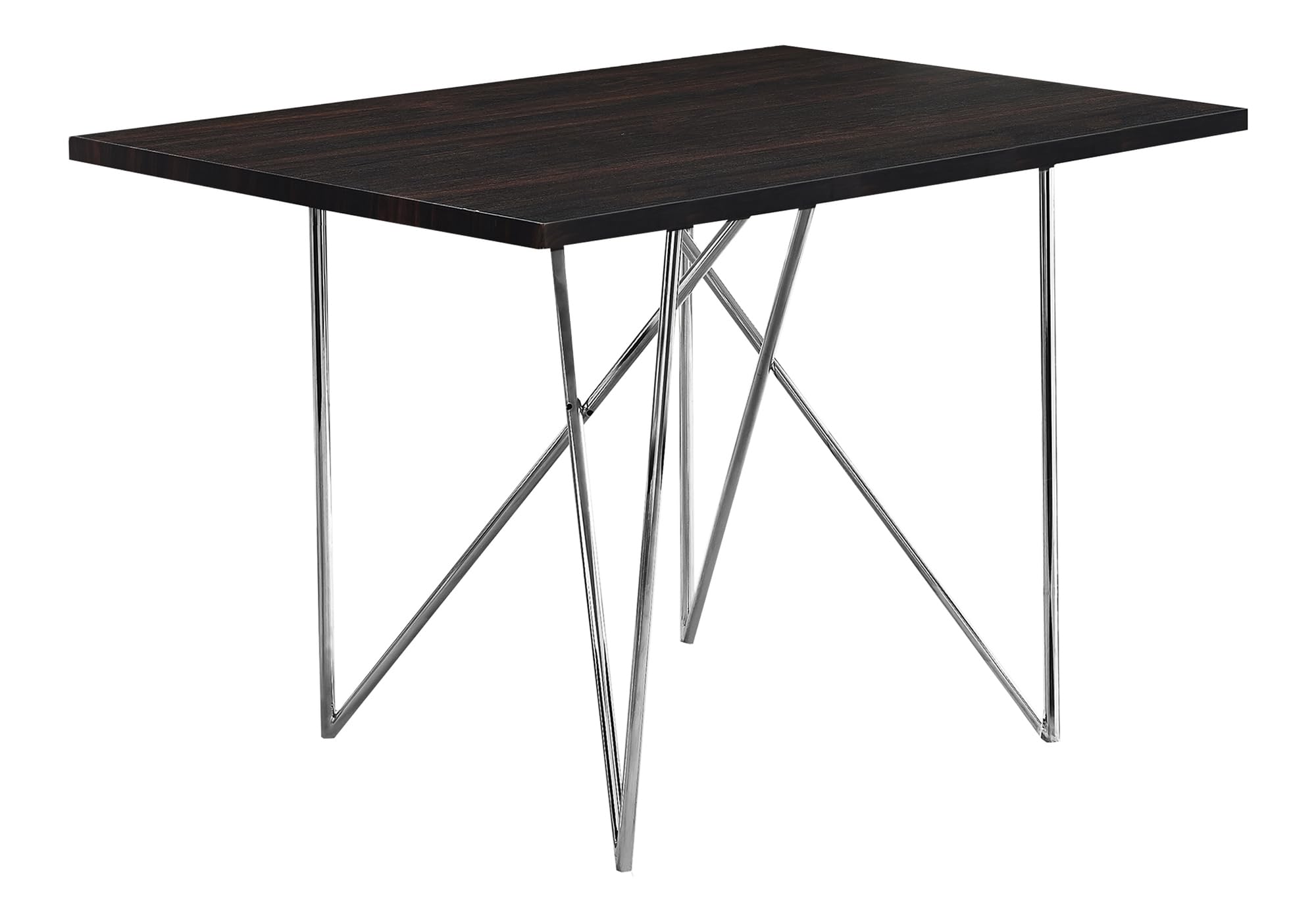 Monarch Specialties I Dining Table - 32&quot;X 48&quot; / Cappuccino/Chrome Metal