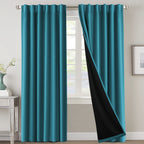 H.VERSAILTEX 100% Blackout Curtains for Bedroom with Black Liner Full Room Darkening Curtain 84 Inch Long Thermal Insulated Back