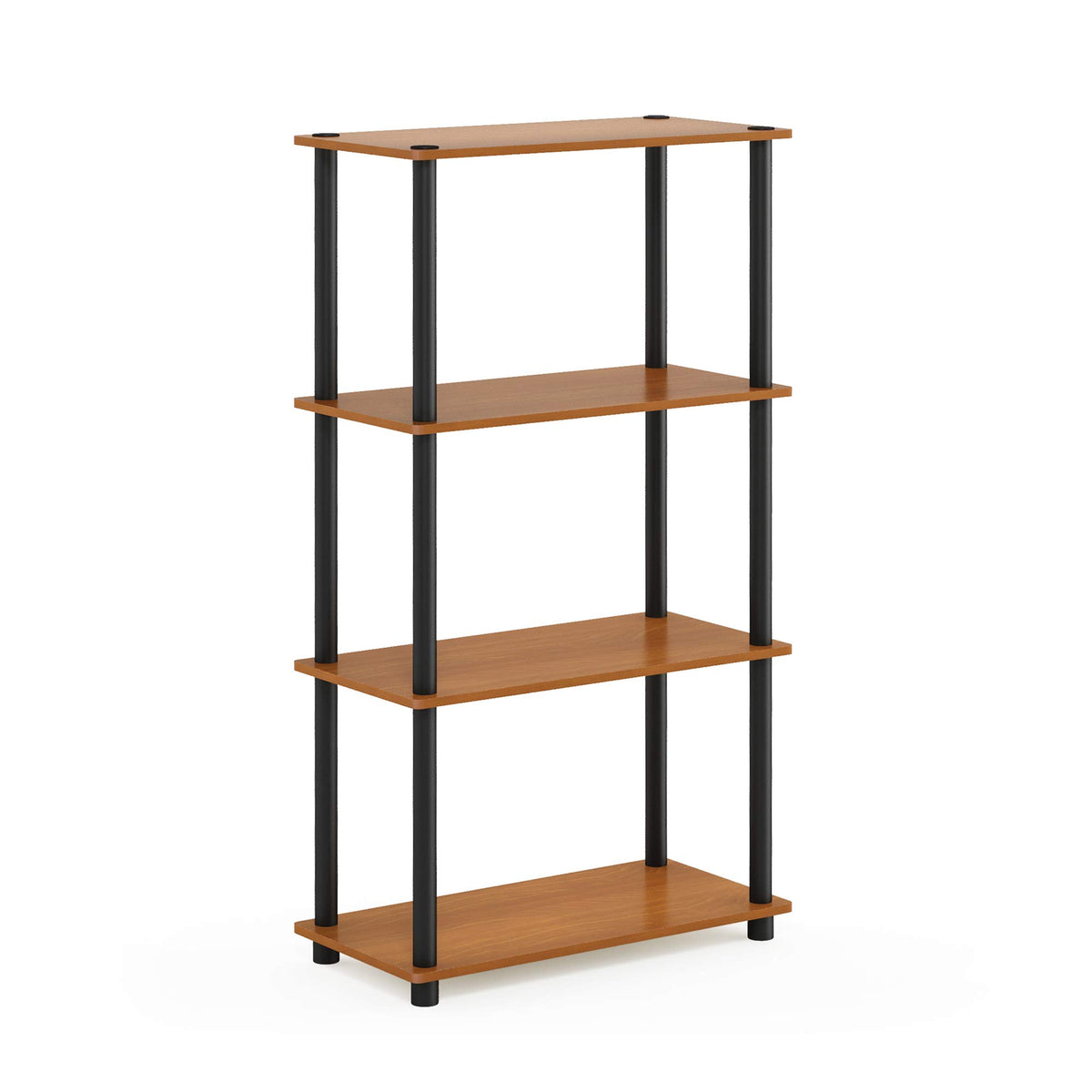 Furinno (99557LC/BK) Turn-N-Tube 4-Tier Multipurpose Shelf Display Rack - Light Cherry/Black