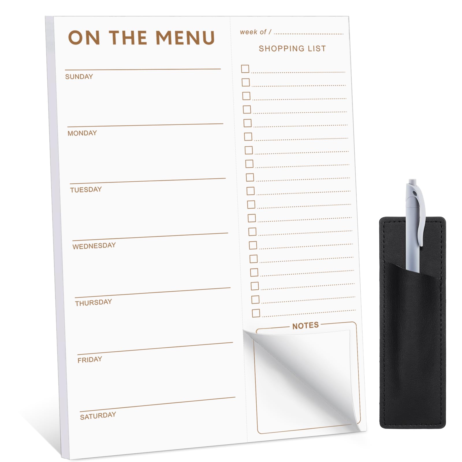 Magnetic Meal Planner For Fridge With Pen Holder, 60 Sheets 7X10 ' ' Weekly Planner And Grocery List, Undated With Tear Off Shop
