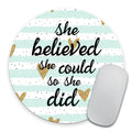Quote Mousepad, She Could Mouse Pad, Watercolor Mouse Mat, Custom Round Mousepad, Heart Mousepad, Inspirational Quote Mousepad M